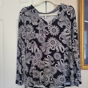 Paisley Print Long Sleeve Top